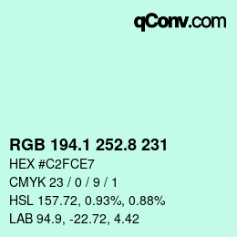 カラーコード: RGB 194.1 252.8 231 | qconv.com