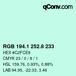 Color code: RGB 194.1 252.8 233 | qconv.com