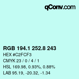 Color code: RGB 194.1 252.8 243 | qconv.com