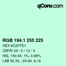 カラーコード: RGB 194.1 255 225 | qconv.com