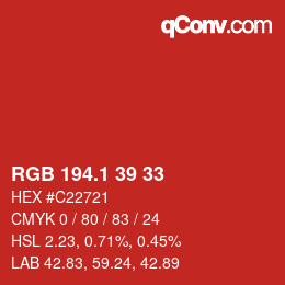 カラーコード: RGB 194.1 39 33 | qconv.com