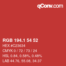 カラーコード: RGB 194.1 54 52 | qconv.com
