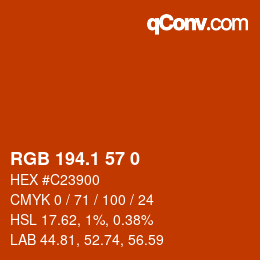 カラーコード: RGB 194.1 57 0 | qconv.com