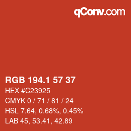 カラーコード: RGB 194.1 57 37 | qconv.com