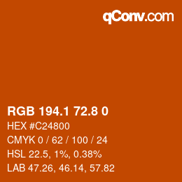 Color code: RGB 194.1 72.8 0 | qconv.com