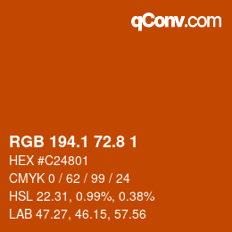 Color code: RGB 194.1 72.8 1 | qconv.com