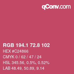カラーコード: RGB 194.1 72.8 102 | qconv.com