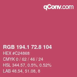 カラーコード: RGB 194.1 72.8 104 | qconv.com