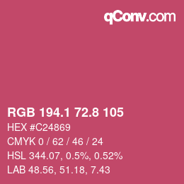 カラーコード: RGB 194.1 72.8 105 | qconv.com