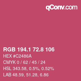 カラーコード: RGB 194.1 72.8 106 | qconv.com