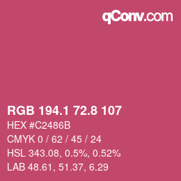 カラーコード: RGB 194.1 72.8 107 | qconv.com