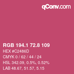 カラーコード: RGB 194.1 72.8 109 | qconv.com