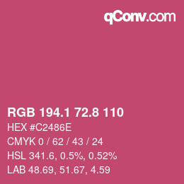 カラーコード: RGB 194.1 72.8 110 | qconv.com