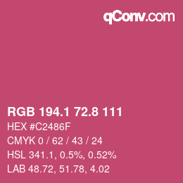 カラーコード: RGB 194.1 72.8 111 | qconv.com