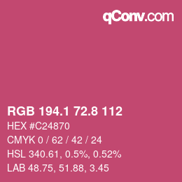 カラーコード: RGB 194.1 72.8 112 | qconv.com