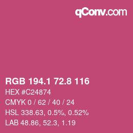 カラーコード: RGB 194.1 72.8 116 | qconv.com