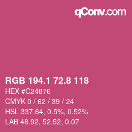 カラーコード: RGB 194.1 72.8 118 | qconv.com