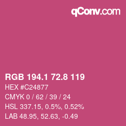 カラーコード: RGB 194.1 72.8 119 | qconv.com