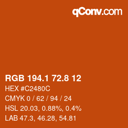 Código de color: RGB 194.1 72.8 12 | qconv.com