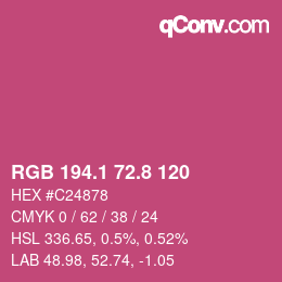 カラーコード: RGB 194.1 72.8 120 | qconv.com
