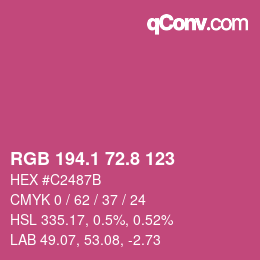 カラーコード: RGB 194.1 72.8 123 | qconv.com