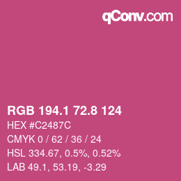 カラーコード: RGB 194.1 72.8 124 | qconv.com