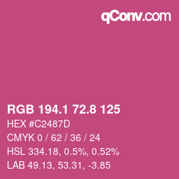 カラーコード: RGB 194.1 72.8 125 | qconv.com