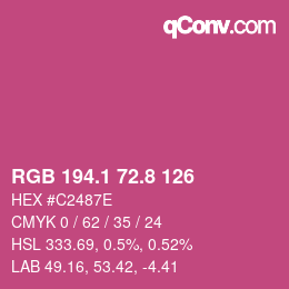 カラーコード: RGB 194.1 72.8 126 | qconv.com