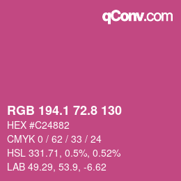カラーコード: RGB 194.1 72.8 130 | qconv.com