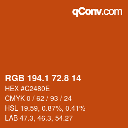 Color code: RGB 194.1 72.8 14 | qconv.com