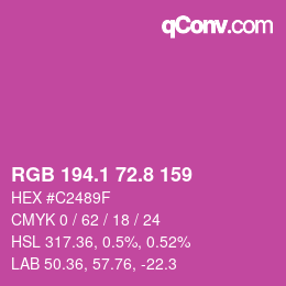 カラーコード: RGB 194.1 72.8 159 | qconv.com
