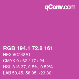 カラーコード: RGB 194.1 72.8 161 | qconv.com