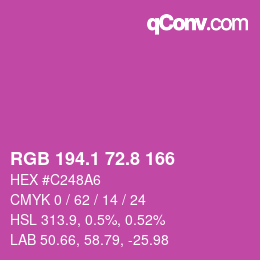 カラーコード: RGB 194.1 72.8 166 | qconv.com