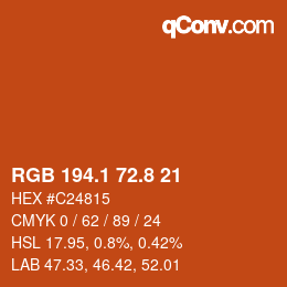 Código de color: RGB 194.1 72.8 21 | qconv.com