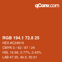 カラーコード: RGB 194.1 72.8 25 | qconv.com