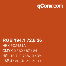 Color code: RGB 194.1 72.8 26 | qconv.com