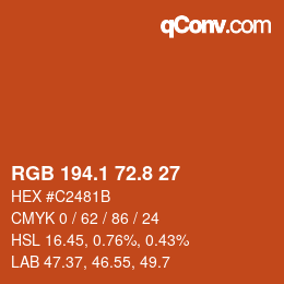 Color code: RGB 194.1 72.8 27 | qconv.com