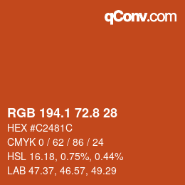 Color code: RGB 194.1 72.8 28 | qconv.com