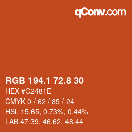 カラーコード: RGB 194.1 72.8 30 | qconv.com