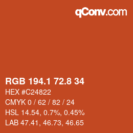 カラーコード: RGB 194.1 72.8 34 | qconv.com