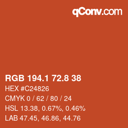 Color code: RGB 194.1 72.8 38 | qconv.com