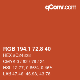 カラーコード: RGB 194.1 72.8 40 | qconv.com