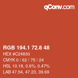 カラーコード: RGB 194.1 72.8 48 | qconv.com