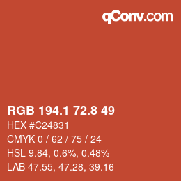 カラーコード: RGB 194.1 72.8 49 | qconv.com