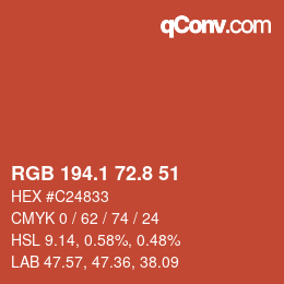 Color code: RGB 194.1 72.8 51 | qconv.com
