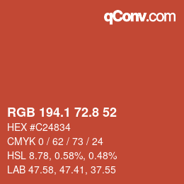 Color code: RGB 194.1 72.8 52 | qconv.com