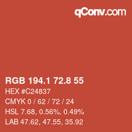 カラーコード: RGB 194.1 72.8 55 | qconv.com