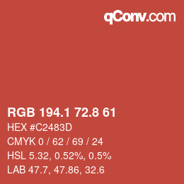 Color code: RGB 194.1 72.8 61 | qconv.com