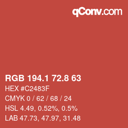 カラーコード: RGB 194.1 72.8 63 | qconv.com
