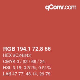 Color code: RGB 194.1 72.8 66 | qconv.com